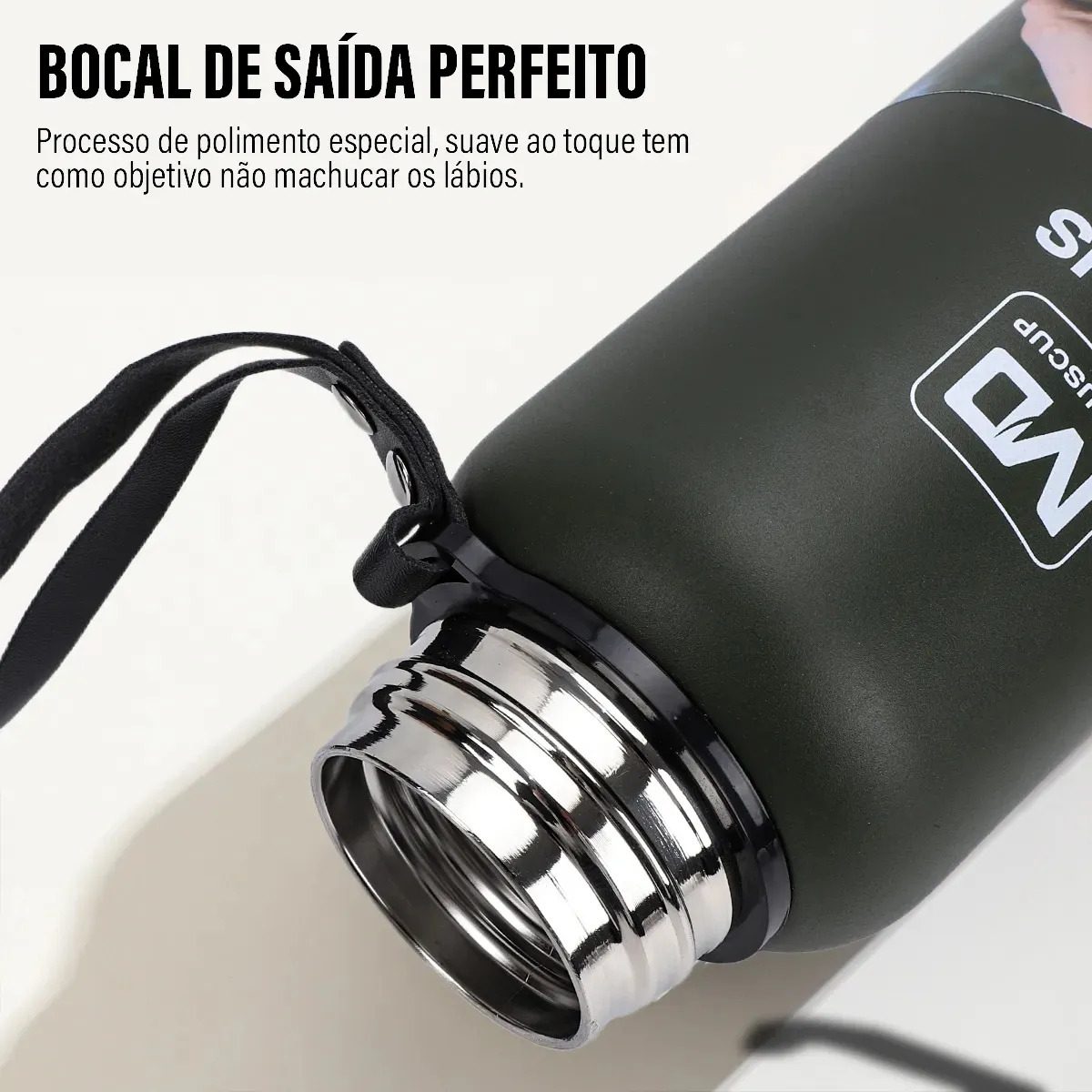 Garrafa Térmica Aço Inox Portátil Caneca de Viagem com Corda e Bolsa 4