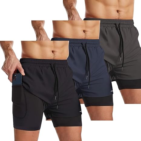Kit 3 Shorts 2 em 1 Masculino Dryfit Treino 1