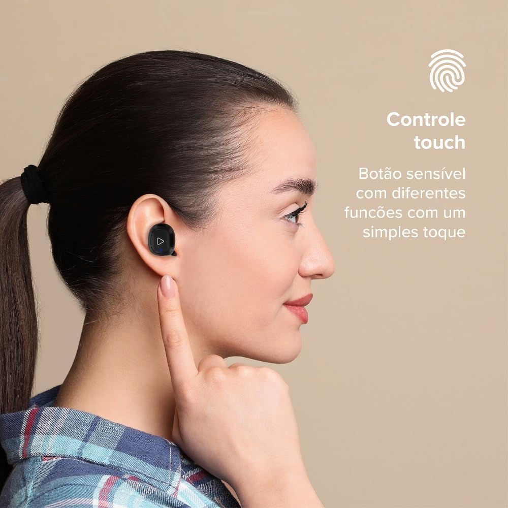 Fone de Ouvido Bluetooth Sem Fio TWS Air Pro 200 i2GO com Estojo de Carregamento 5