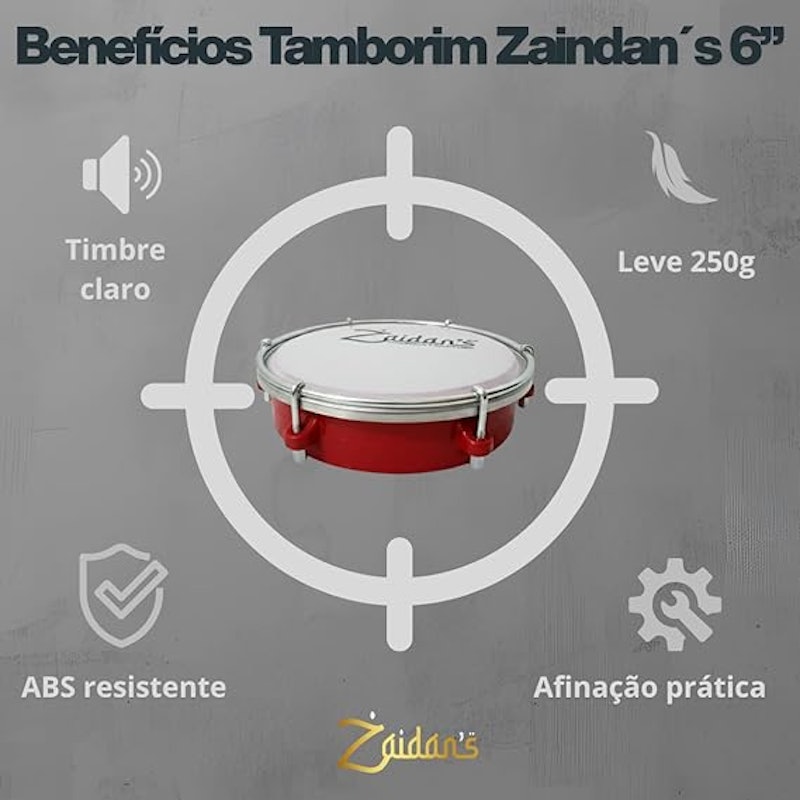 Tamborim 6” Pele Leitosa ABS 2