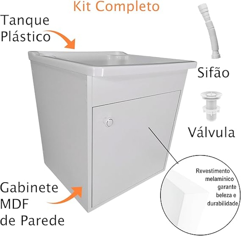 Gabinete MDF Suspenso com Tanque Plástico 26 L para Torneira de Bancada 3