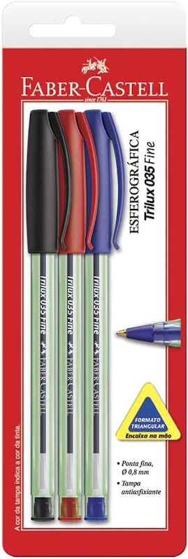 Caneta Esferográfica Trilux 0.8mm 3 Cores 1