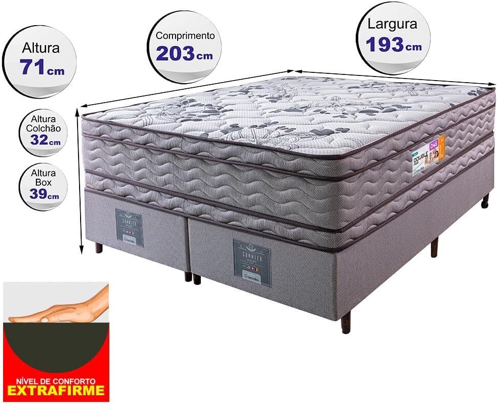 Cama Box King Colchão OrtoFirm + Box Double Face Espuma D45 Cinza 2