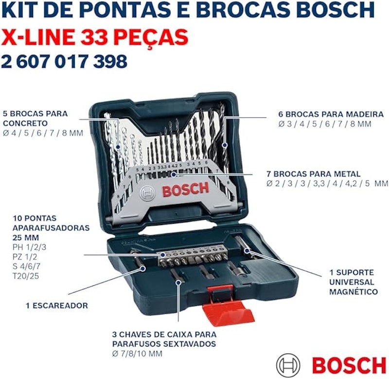 Kit de Pontas e Brocas Bosch X-Line 33 Peças 4