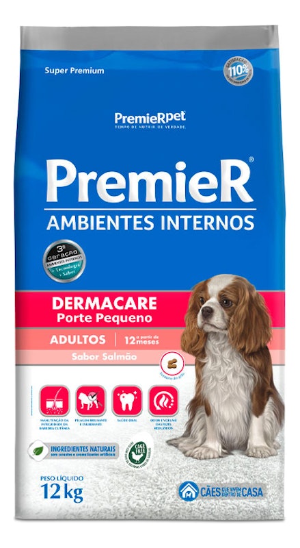 PremieR Ambientes Internos Cães Adultos Porte Pequeno Salmão Dermacare 2