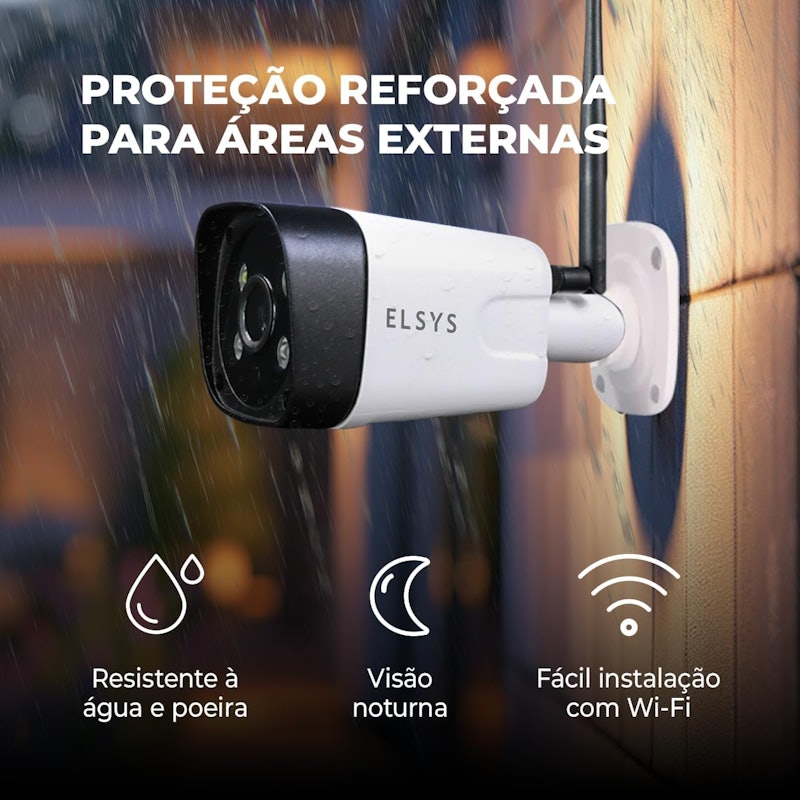 Câmera Fixa Externa Inteligente Wi-Fi e Full HD Elsys 4
