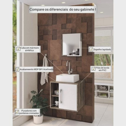 Gabinete para Banheiro com Cuba Soft 3