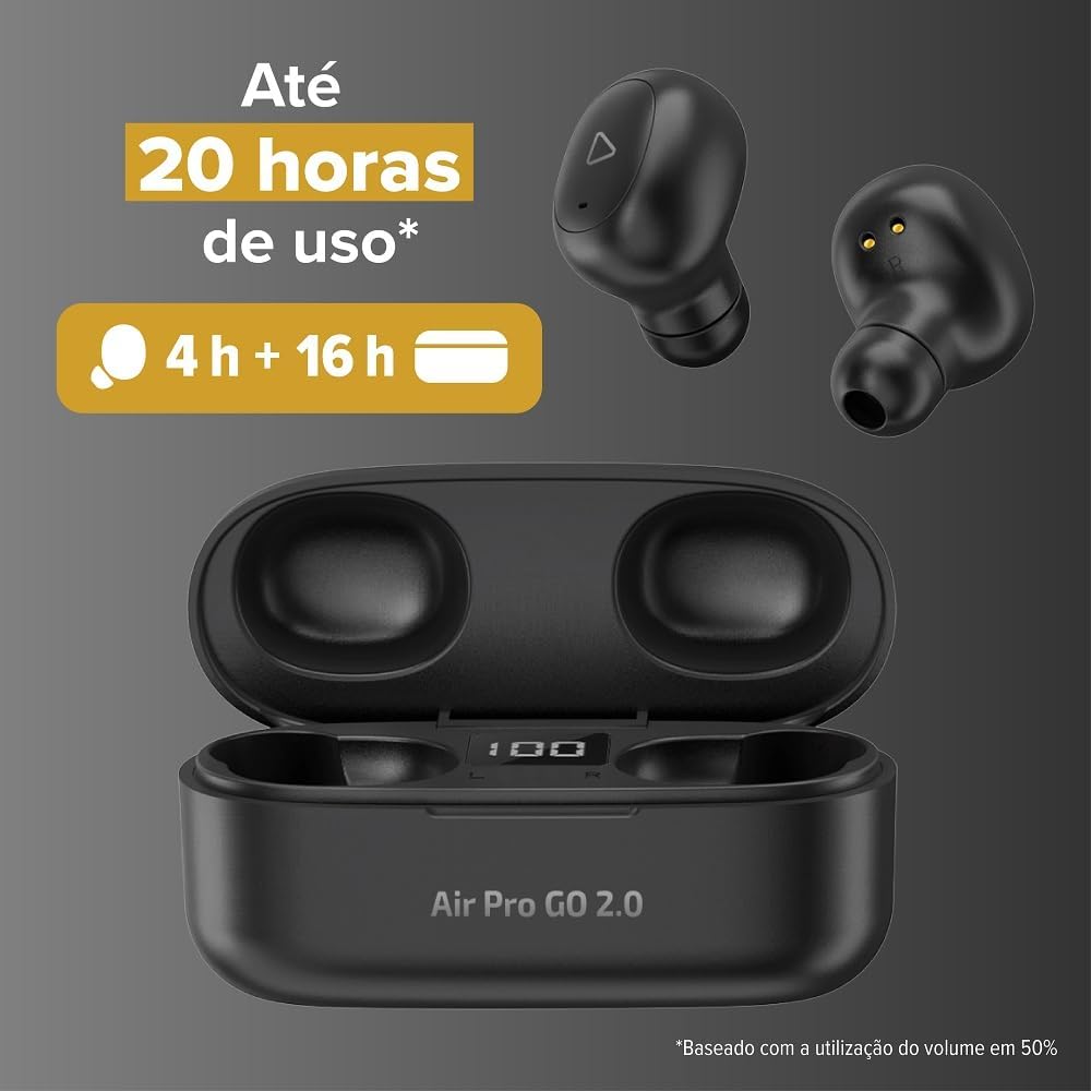 Fone de Ouvido Bluetooth Sem Fio TWS Air Pro 200 i2GO com Estojo de Carregamento 3