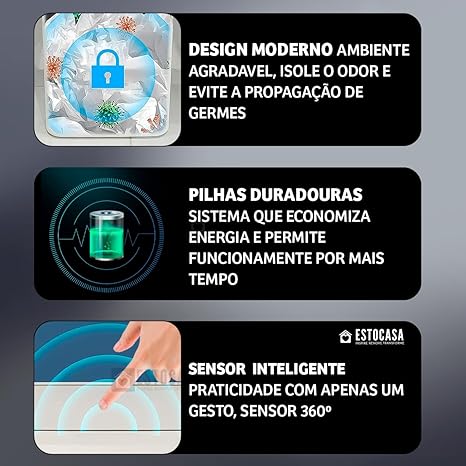 Lixeira Inteligente 20 L Sensor Automático 5