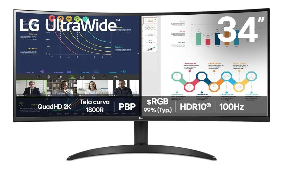 Monitor LG UltraWide Curvo 34WR50QK-B 2