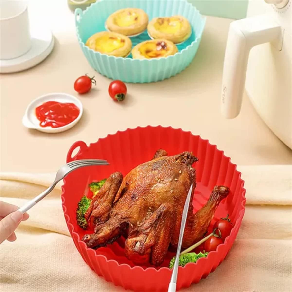 Kit 2 Formas de Silicone para Air Fryer 3