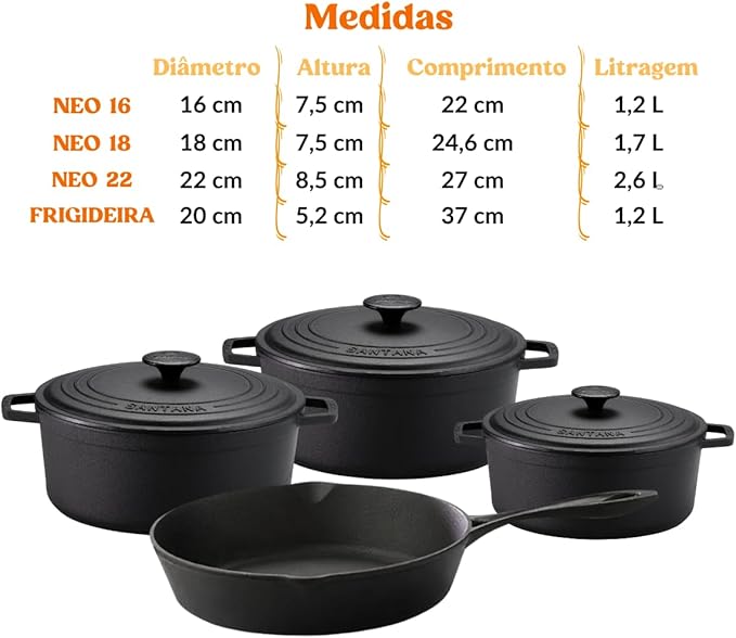 Jogo de Panelas de Ferro Neo 2