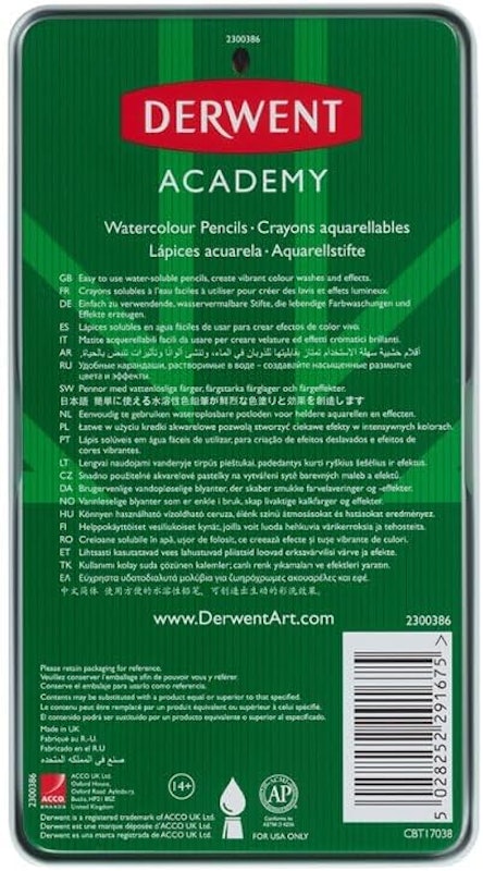 Lápis de Cor Aquarelável Retrato Academy 12 Cores Estojo Lata 4