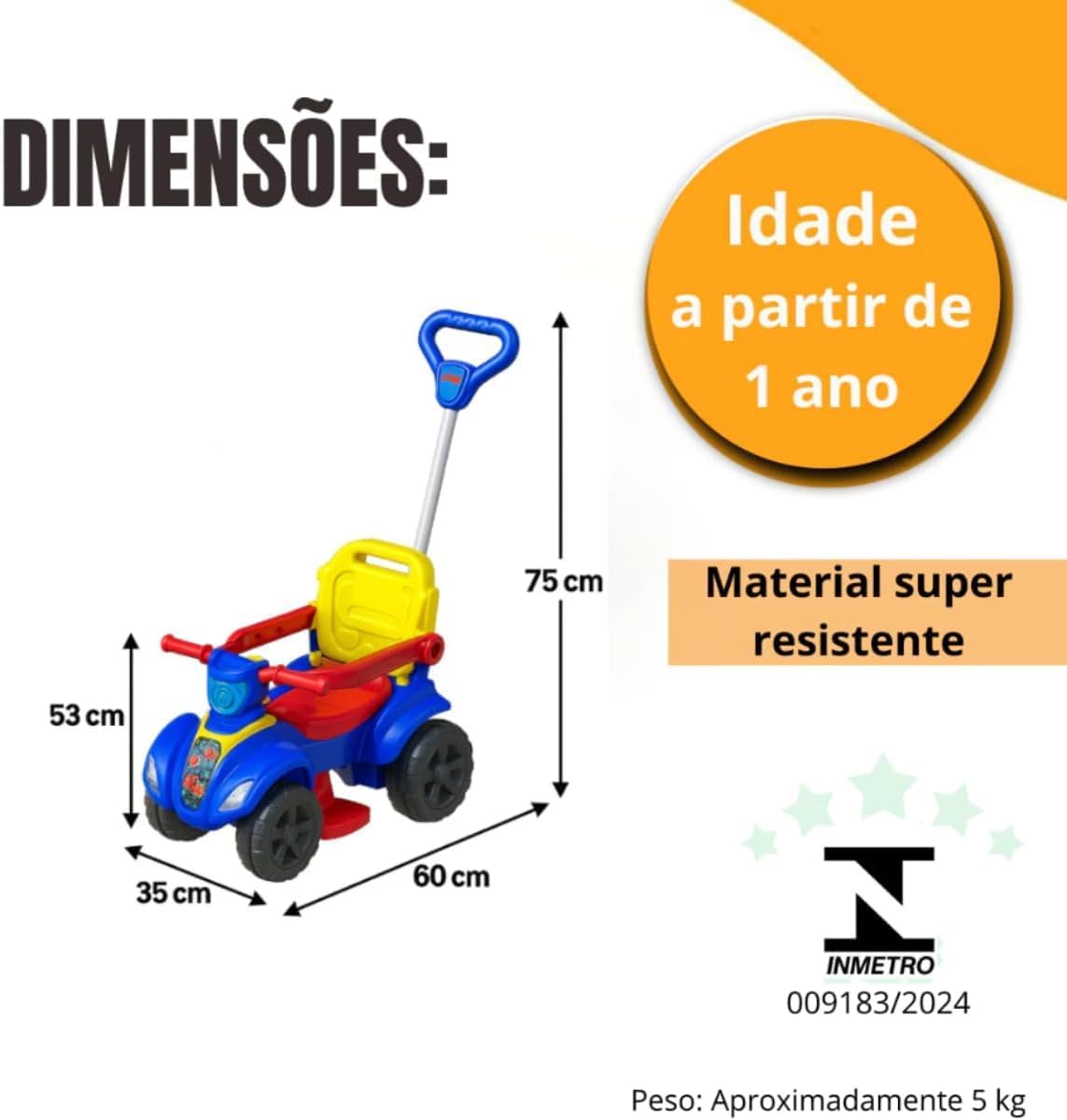 Carrinho de Passeio Quadriciclo Dog Menino Azul 2