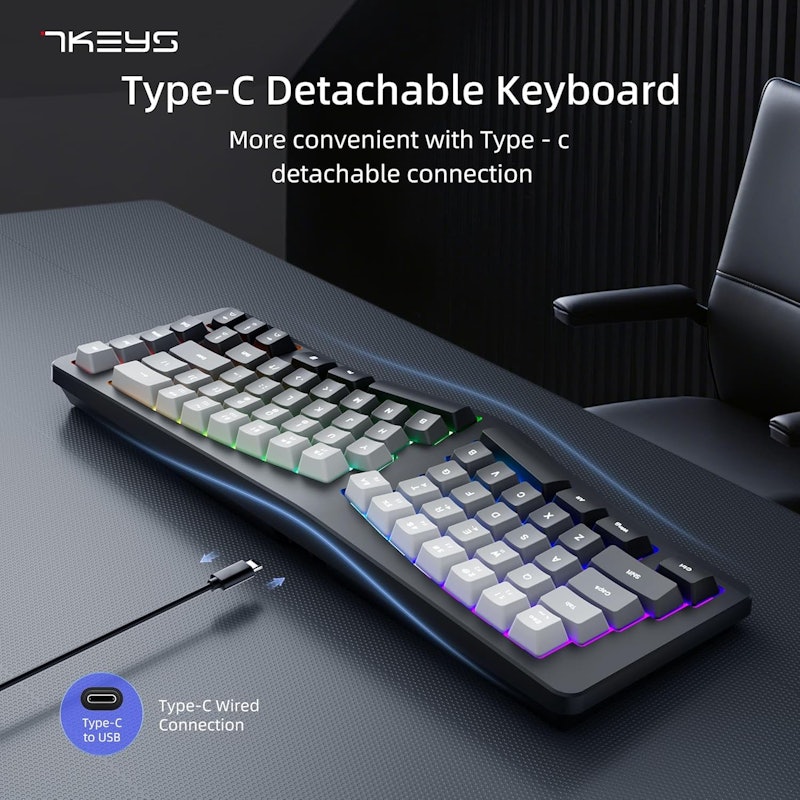 Teclado Ergonômico com Fio Mini Teclado Dividido Compacto 2