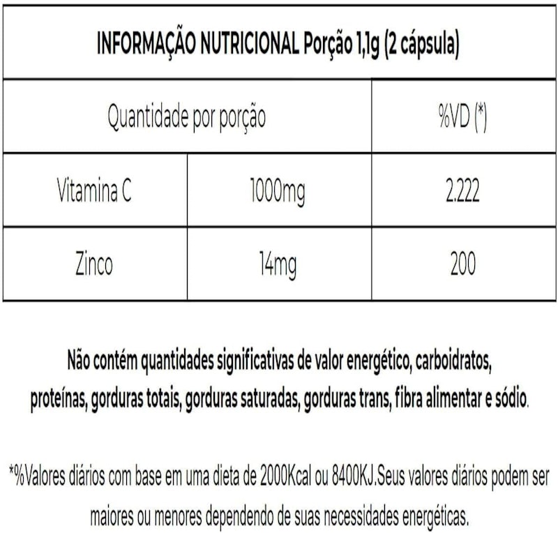 Vitamina C + Zinco 60 Cápsulas 2