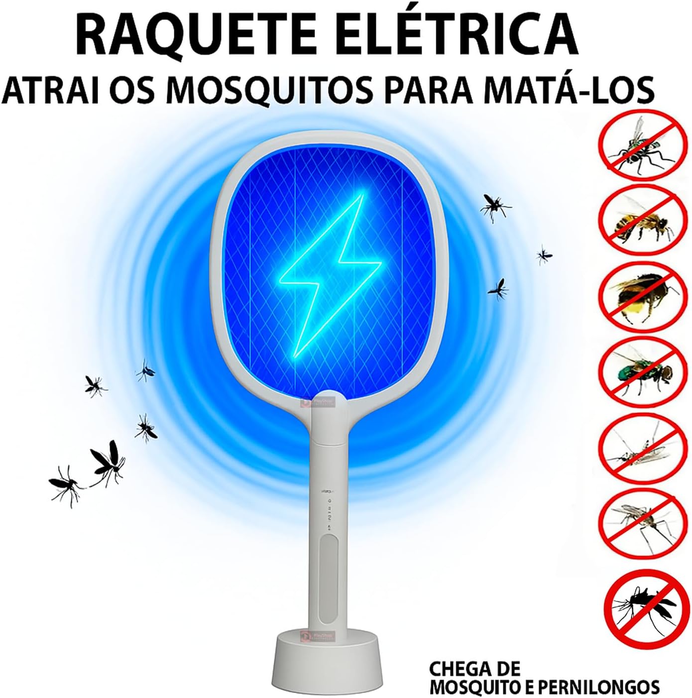 Super Raquete Elétrica 2 em 1 Luminária PlayShop Eletrônicos 2