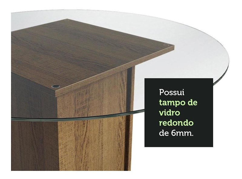 Conjunto Sala de Jantar Madesa Débora Mesa Tampo de Vidro Redondo 4 Cadeiras 2