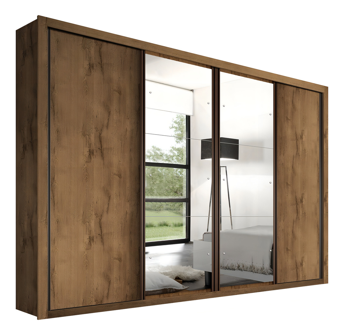 Guarda-Roupa Casal Premium Zara com Espelho 4 Portas 4 Gavetas 5