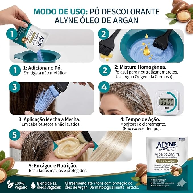 Pó Descolorante Alyne Óleo de Argan 4