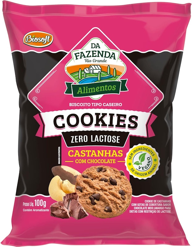 Cookies Zero Lactose Castanhas com Chocolate 100 g 1