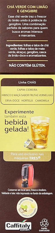 Cápsula de Chá Verde com Limão e Gengibre TRES 3Chá 3