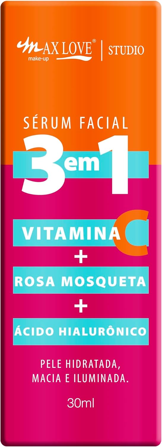 Serum Facial 3 em 1 Vitamina + C Rosa Mosqueta + Ácido Hialurônico 3