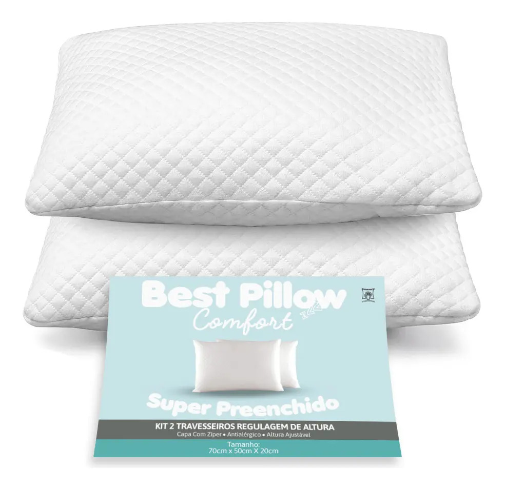 Kit com 2 Travesseiros Regulagem de Altura Best Casa 1