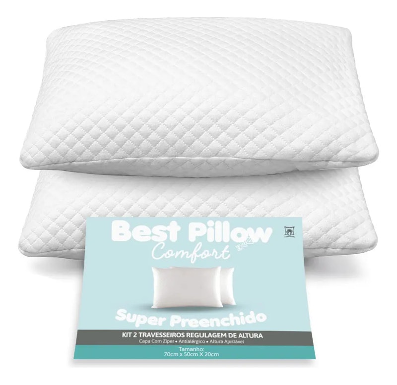 Kit com 2 Travesseiros Regulagem de Altura Best Casa 1