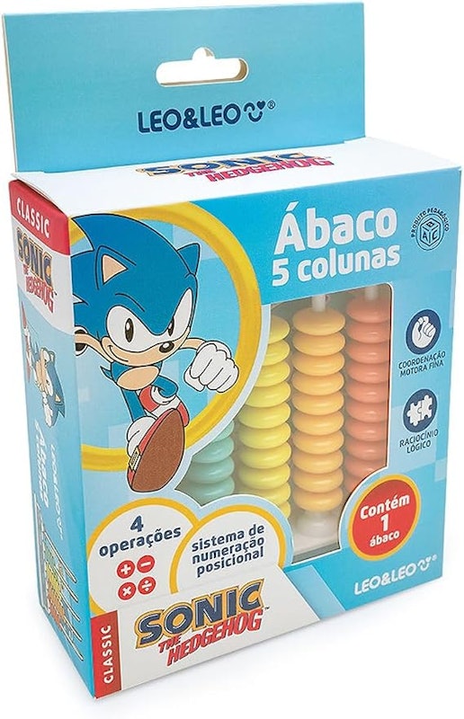 Ábaco 5 Colunas Verticais 50 Bolinhas em PVC Sonic Leo&Leo 5