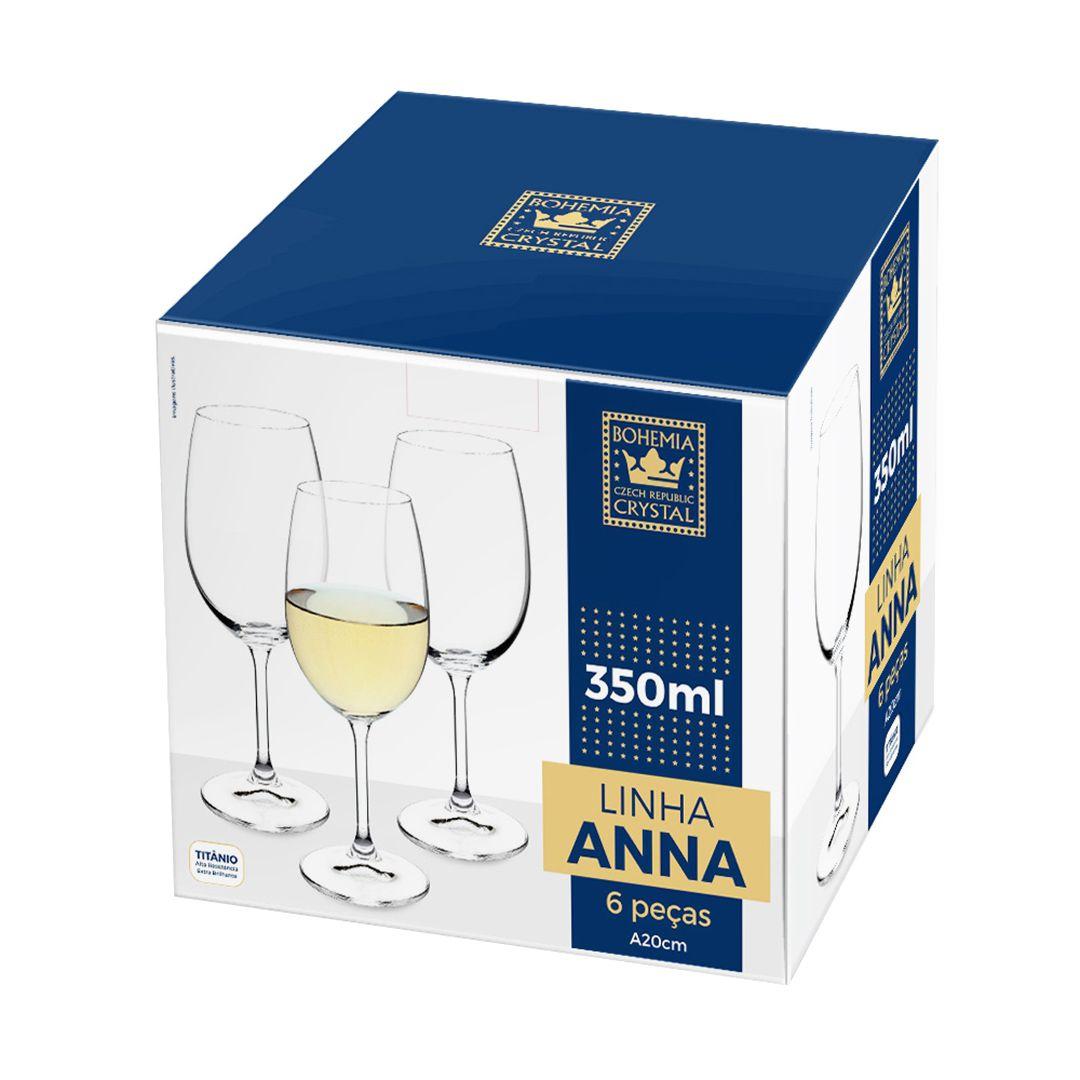 Jogo 6 Taças Anna Bohemia Cristal Titanium Vinho Branco 350 ml 5