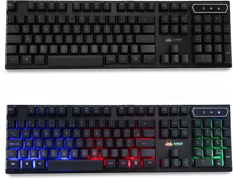 Kit Teclado Semimecânico Gamer LED RGB e Mouse Knup 2