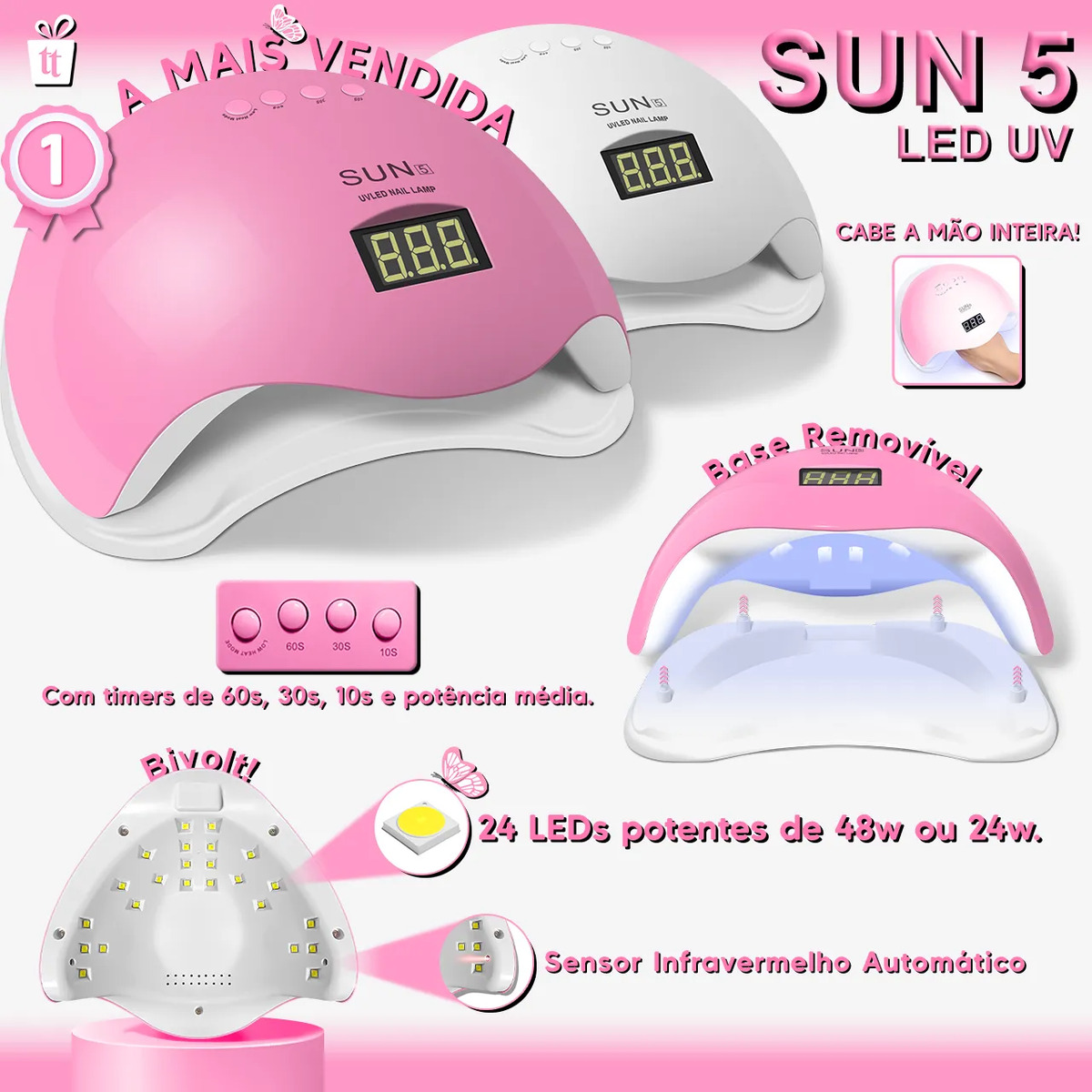 Kit Unha Gel Alongamento Cabine Lixadeira Elétrica Luminária 3