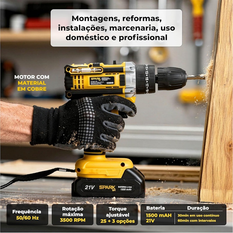 Furadeira Parafusadeira de Impacto SparkBr 3