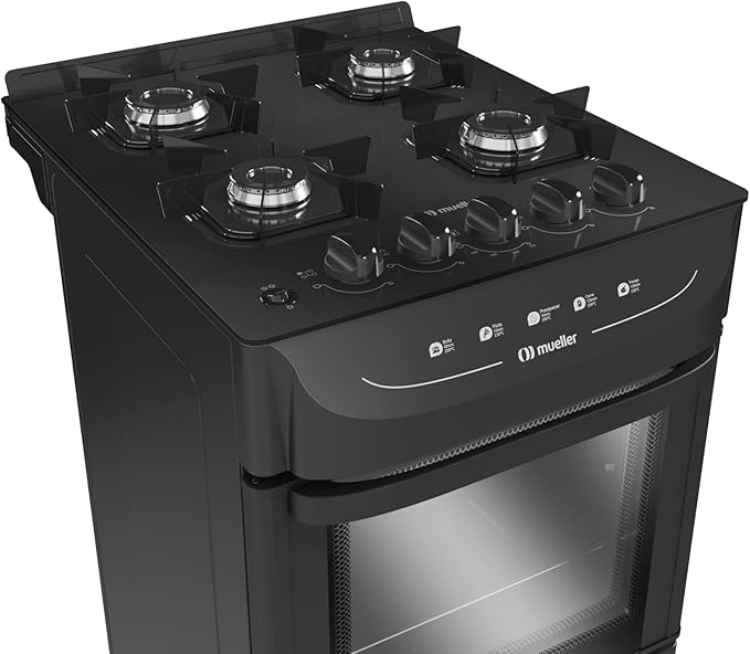 Fogão Mueller Preto Fosco 4 Bocas com Mesa de Vidro e Acendimento 4