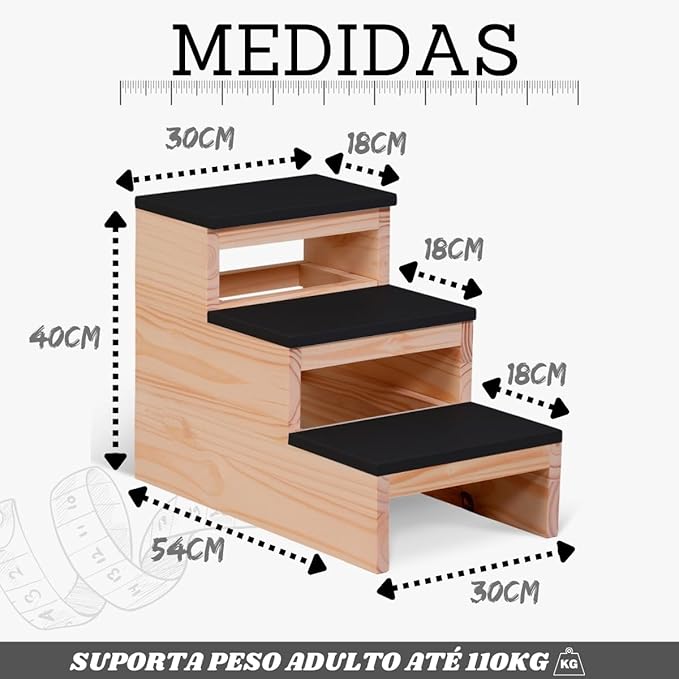 Escada Rampa Cães e Gatos 3 Degraus  3