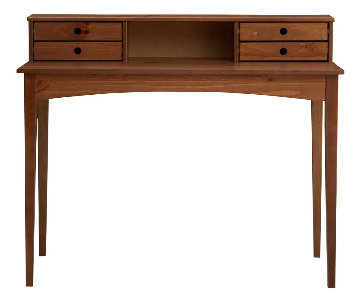 Mesa Escrivaninha Retro Madeira 4 Gavetas 1 Nicho Milano Castanho 1