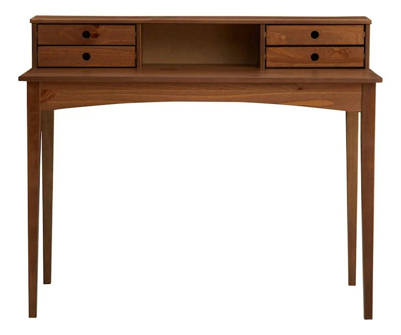 Mesa Escrivaninha Retro Madeira 4 Gavetas 1 Nicho Milano Castanho 1