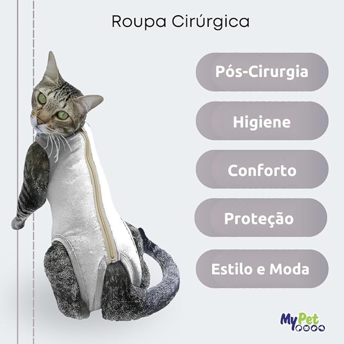 Roupa Cirúrgica Grande Gatos Pós-Cirurgia e Pós-Operatório 2