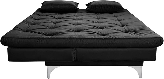 Sofá Cama Preto 3 Lugares Multiuso Austria em Suede 4