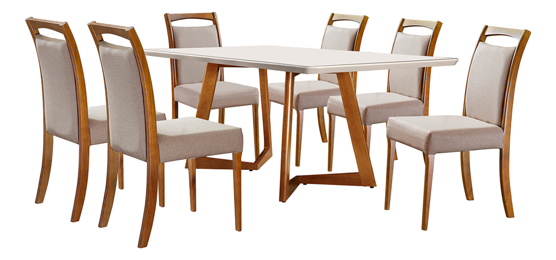 Conjunto Sala de Jantar Mesa 6 Cadeiras Safira Imbuia 2
