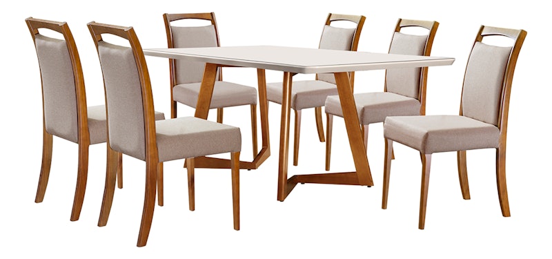 Conjunto Sala de Jantar Mesa 6 Cadeiras Safira Imbuia 2