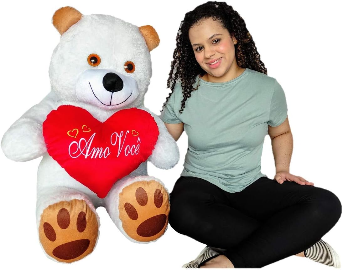 Urso de Pelúcia Gigante com Almofada de Coração Amo Você 2