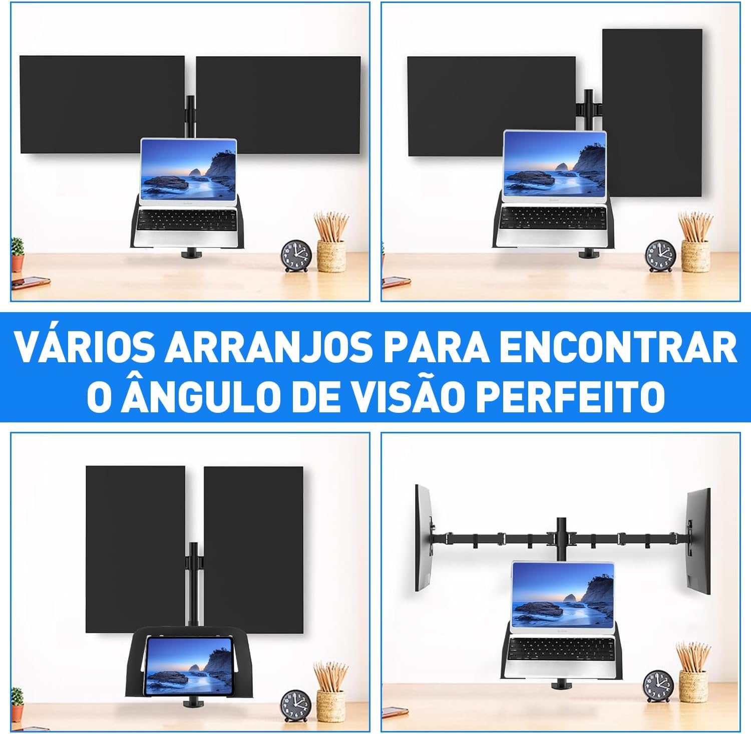 Suporte Articulado para Monitor Duplo e Notebook Vidavalu 3