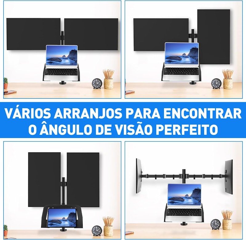 Suporte Articulado para Monitor Duplo e Notebook Vidavalu 3