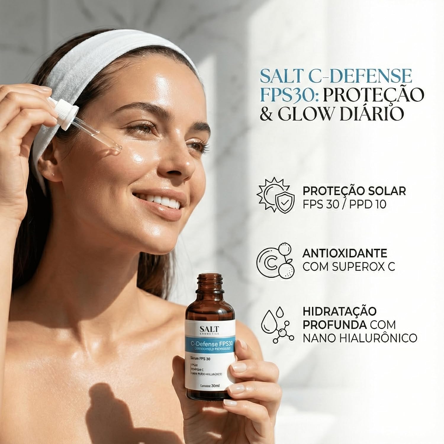 Sérum Facial com FPS 30 C-Defense 30 ml Vitamina C, Niacinamida e Ácido Hialurônico 2