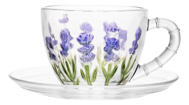 Xícara de Café Lavanda Hand Painting Cristal 1