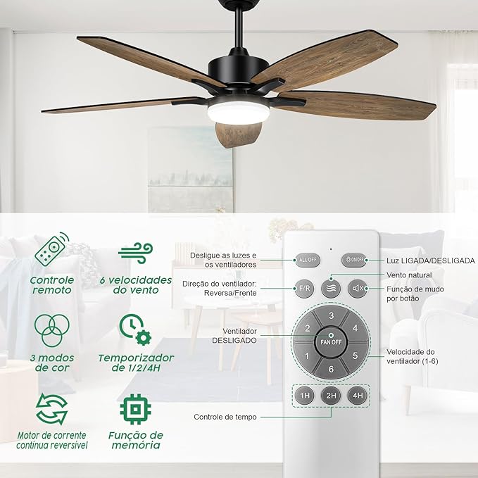 Ventilador de Teto com Luz LED e Controle Remoto Airwit 3