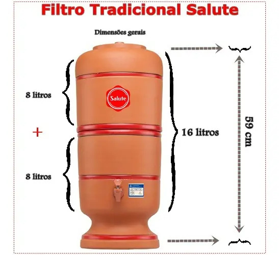 Filtro de Barro Salute com 2 Velas Carvão + 2 Boias 2