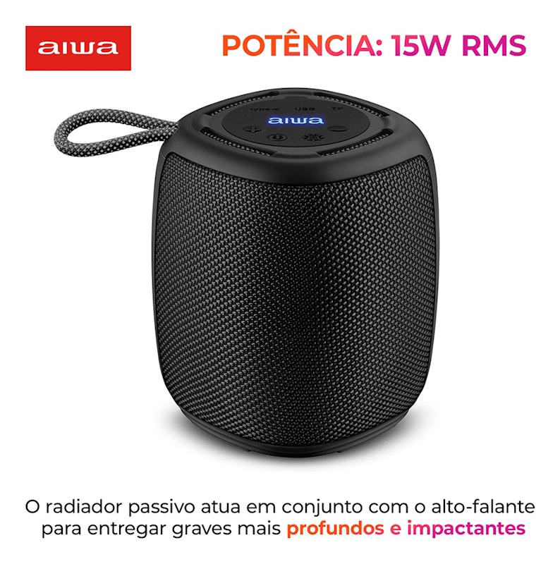 Caixa de Som Speaker AIWA SP-03-B 15 W Bluetooth IPX4 RGB 2